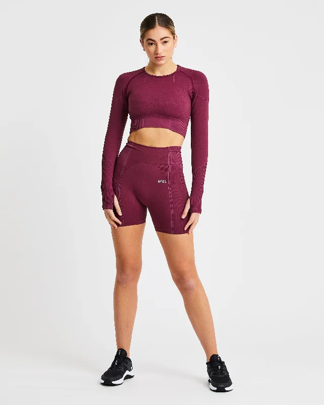 Reflex Seamless Long Sleeve Crop Top - Plum