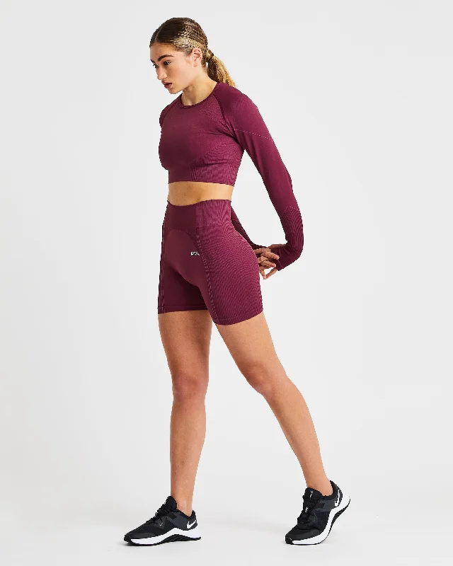 Reflex Seamless Long Sleeve Crop Top - Plum