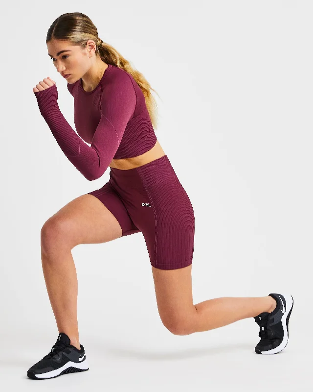 Reflex Seamless Long Sleeve Crop Top - Plum