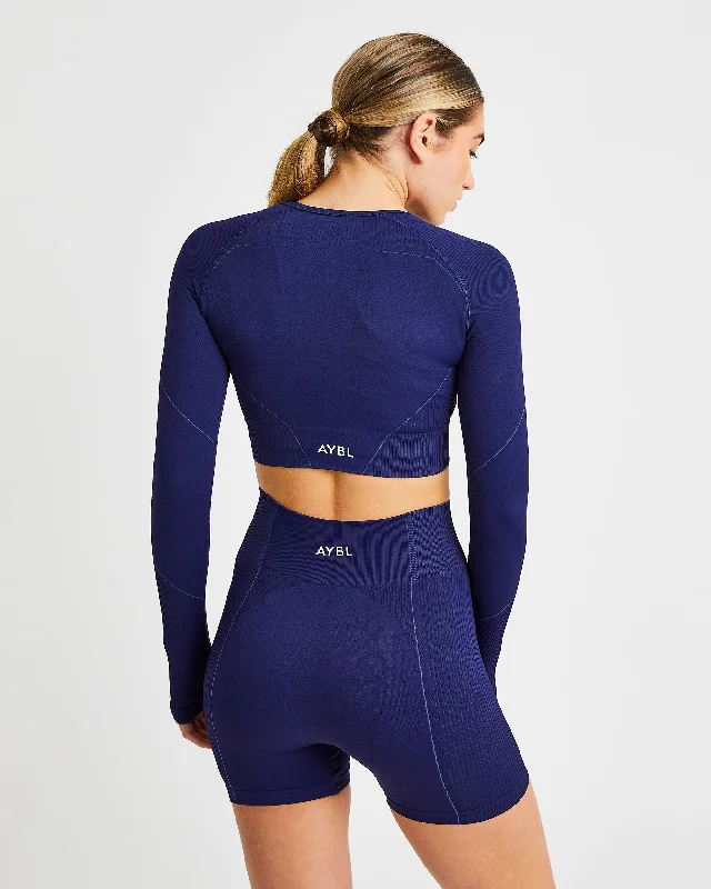 Reflex Seamless Long Sleeve Crop Top - Royal Blue