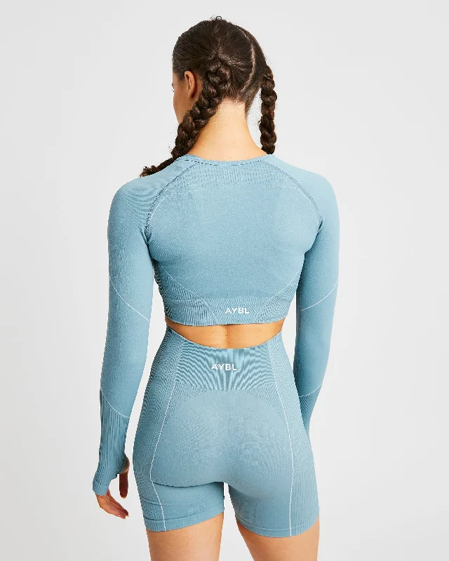 Reflex Seamless Long Sleeve Crop Top - Teal