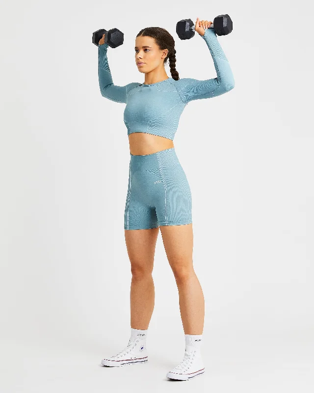 Reflex Seamless Long Sleeve Crop Top - Teal