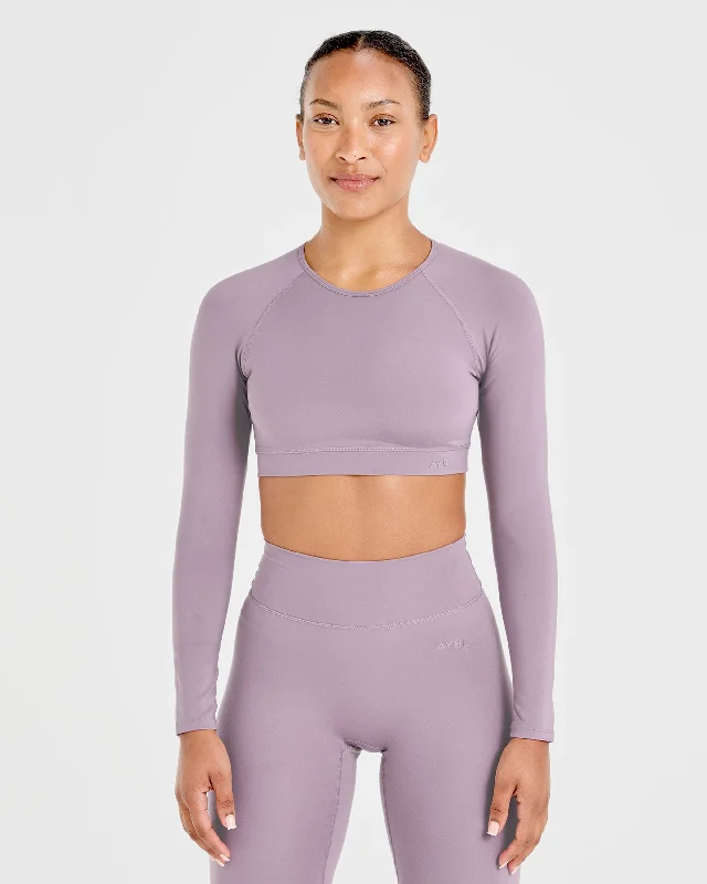 Staple Long Sleeve Crop Top - Mauve Purple