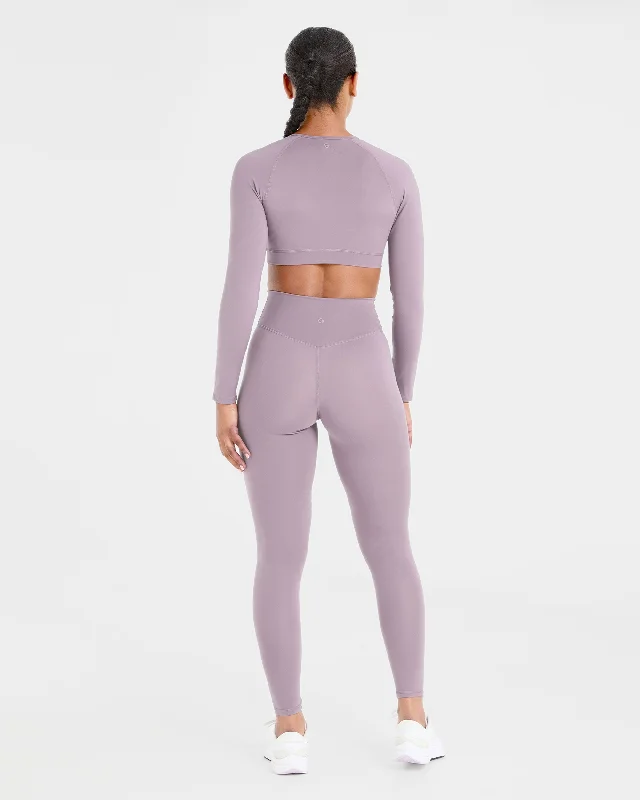 Staple Long Sleeve Crop Top - Mauve Purple