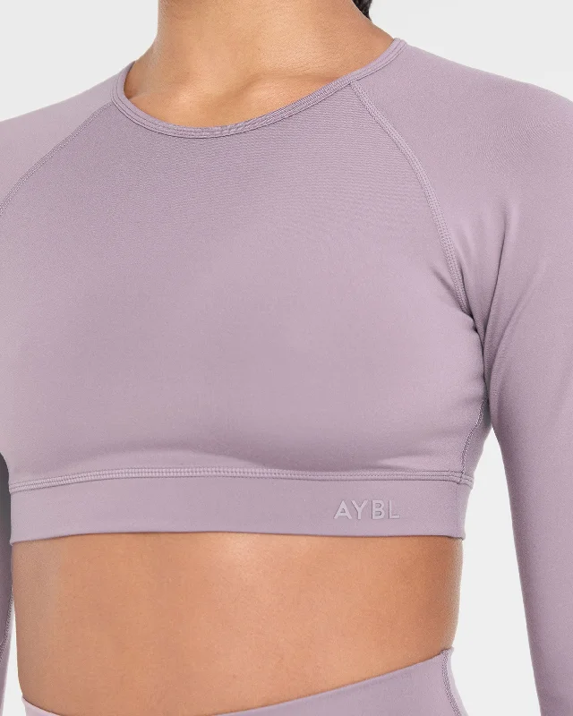 Staple Long Sleeve Crop Top - Mauve Purple