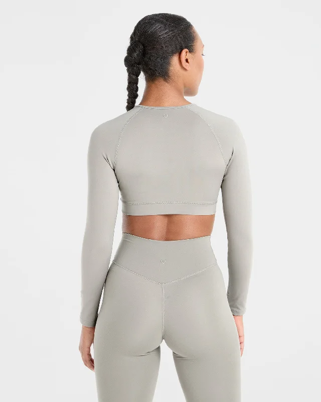 Staple Long Sleeve Crop Top - Washed Olive