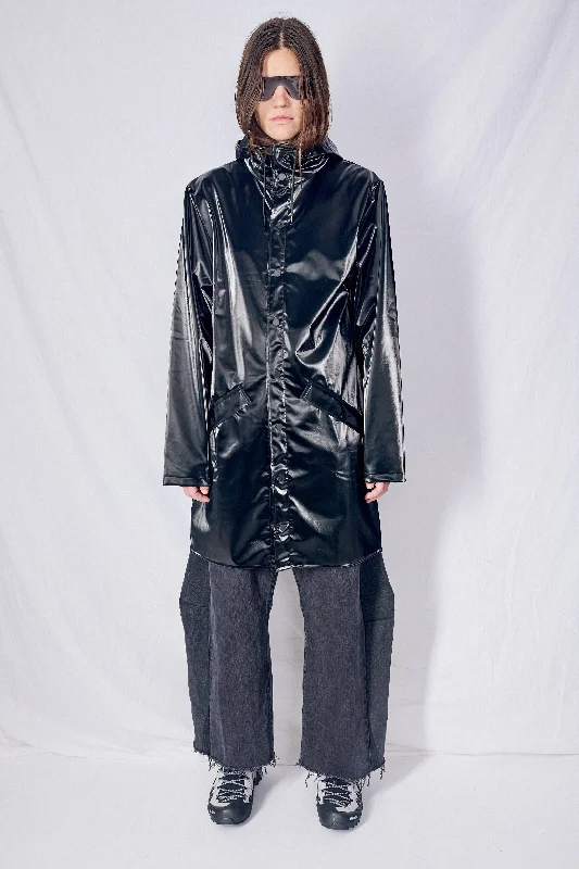 Night Hooded Rain Long Jacket