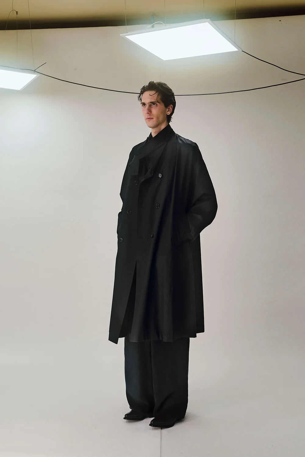 No.65 Black Loro Piana Rain System Oversized Coat