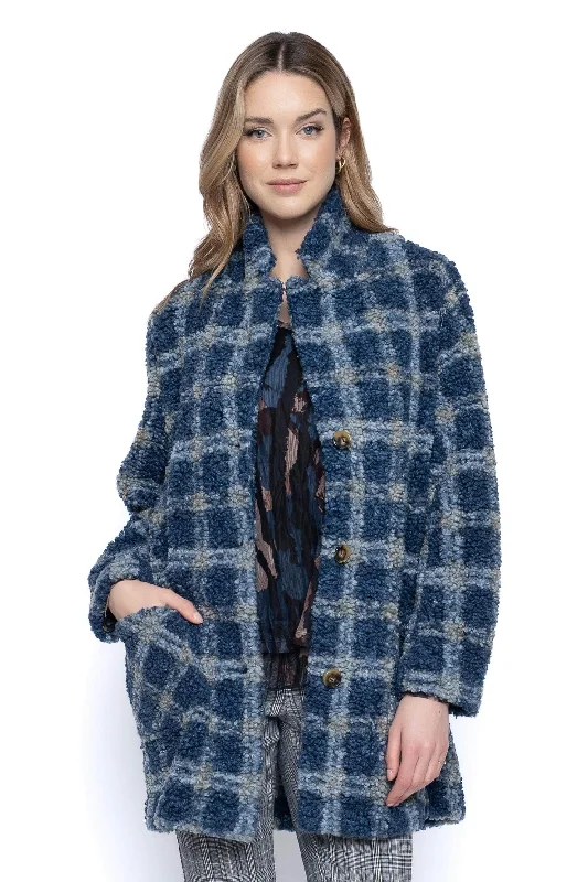 Button-Front Plaid Jacket