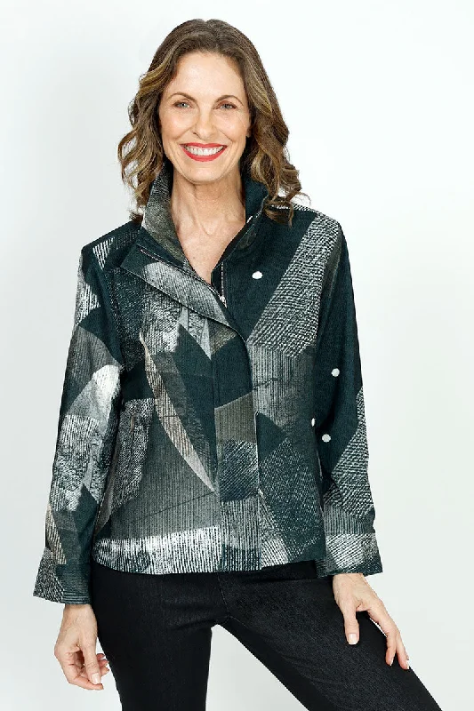 Frederique Mixed Patterns Biker Jacket