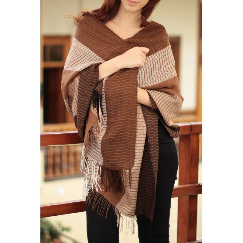 Huancayo Intensity Brown Alpaca Shawl