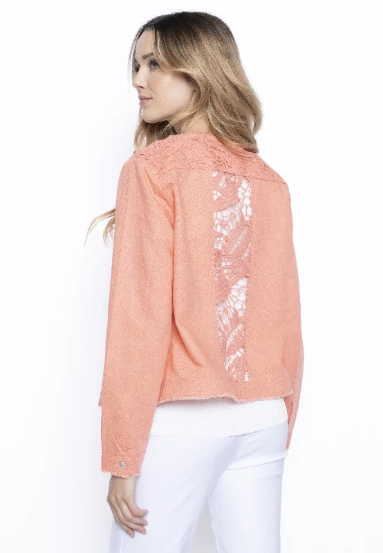 Lace Trim Button-Front Jacket