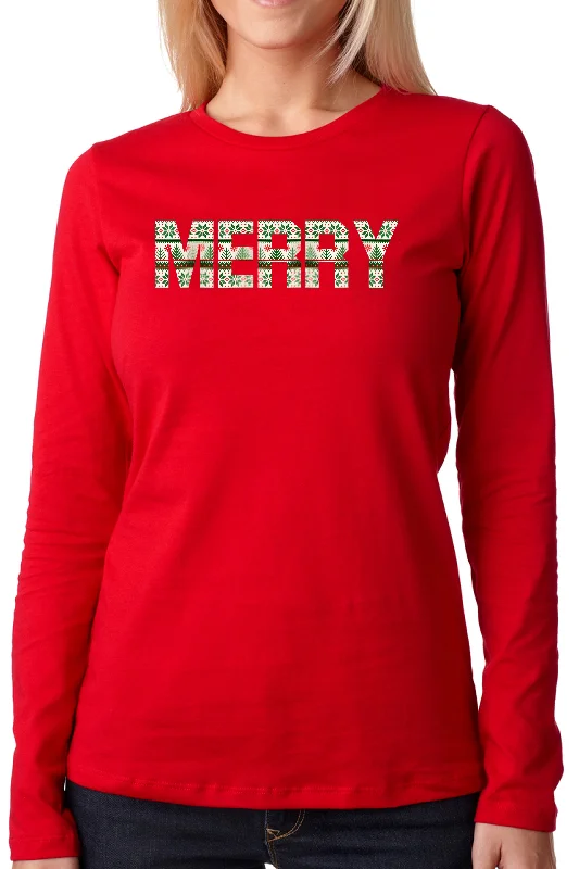 5200A - MERRY Longsleeve Unisex Tee/Red - FINAL SALE