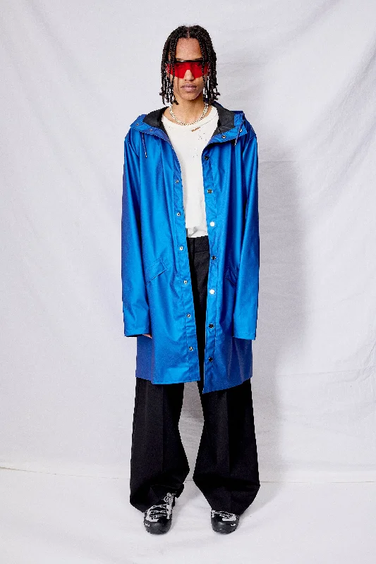 Storm Blue Hooded Rain Long Jacket