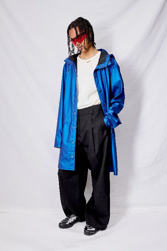 Storm Blue Hooded Rain Long Jacket