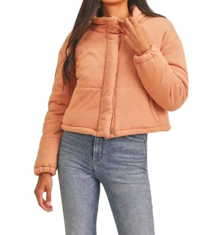 Ariel Knit Quilting Jacket In Apricot