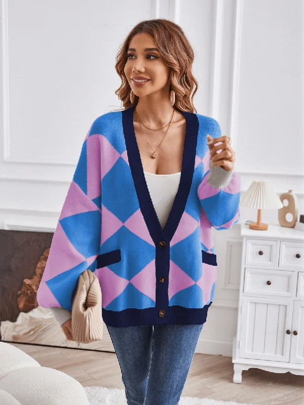 Boyfriend Pocketed Knit Cardigan - Blue