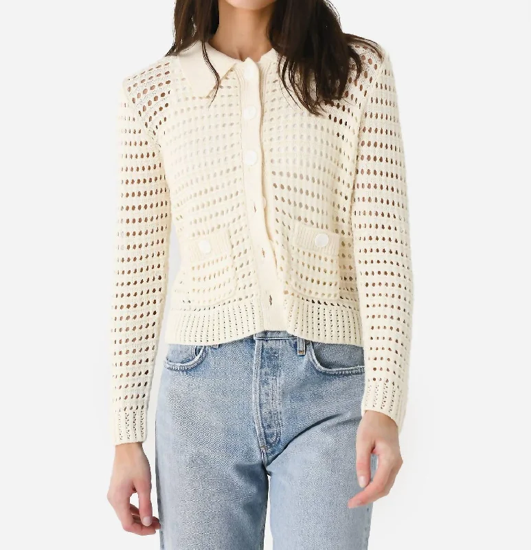 Knit Mesh Jacket In Cream Knit