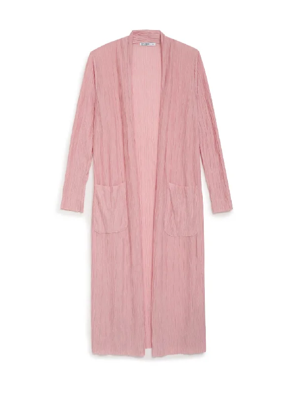 Knit Plisse Duster in Chalk Pink