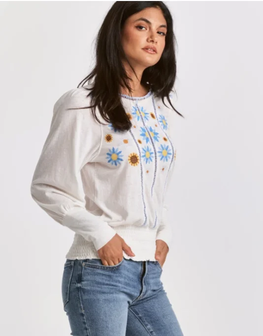 Lori Floral Embroidery Knit Top