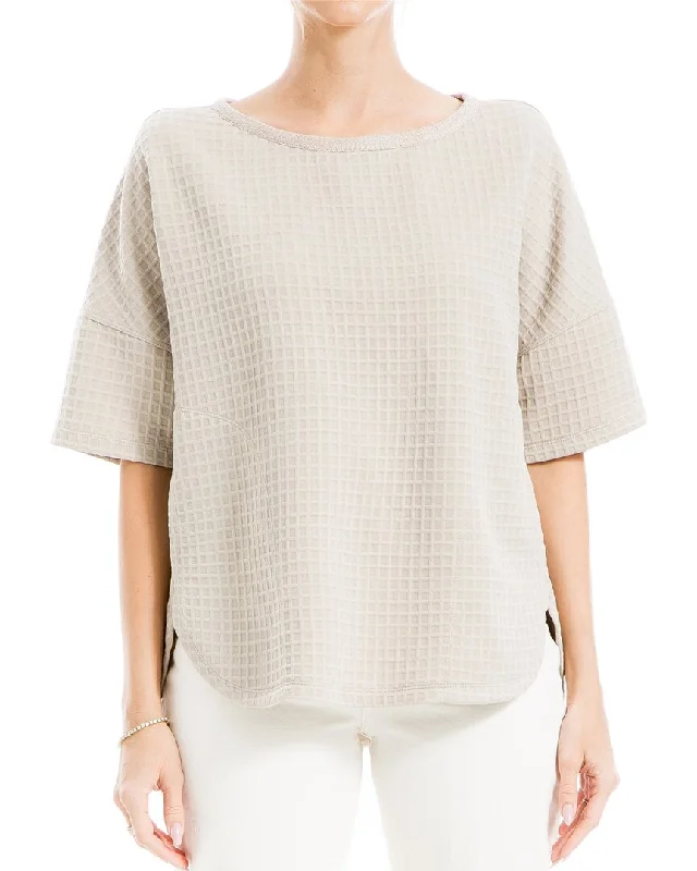 Max Studio Waffle Knit Elbow Sleeve Top