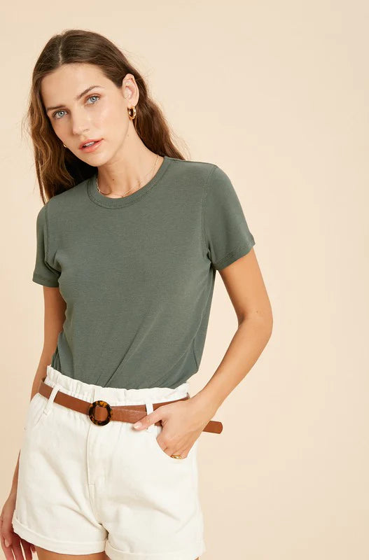 Ribbed Knit Dark Sage Basic Top