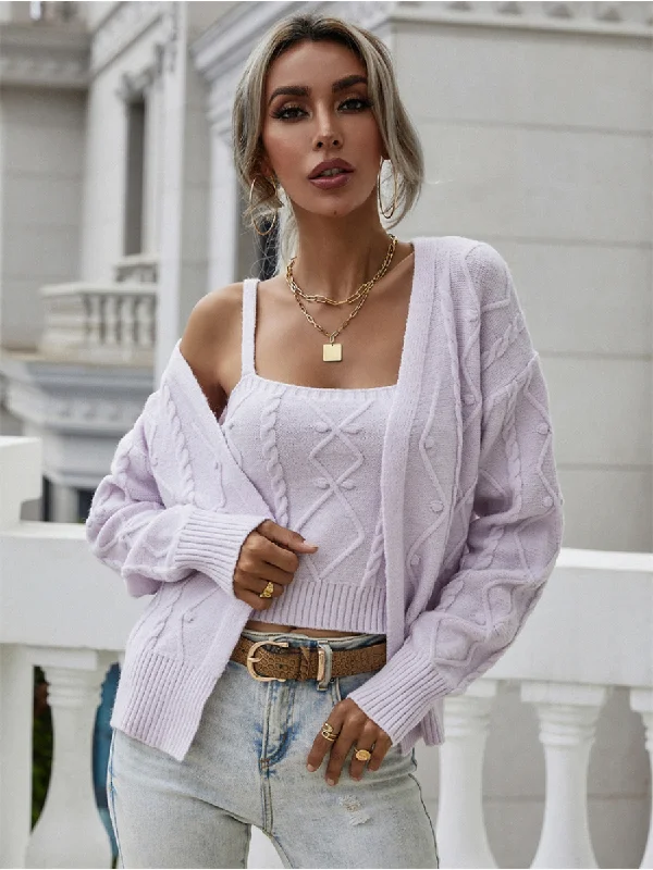 Smaibulun | RACHAELS Knit Cardigan Set - Lavender