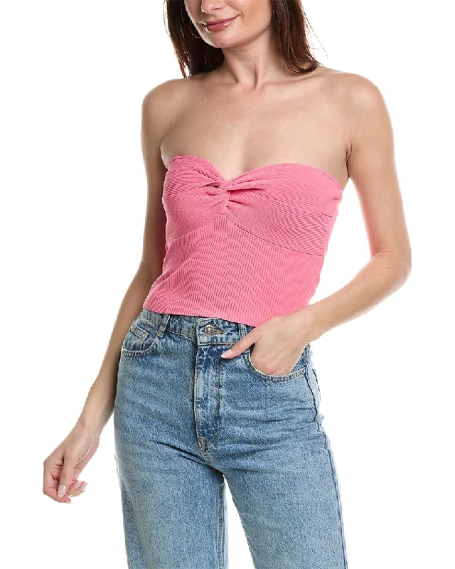 Vintage Havana Rib Knit Twist Front Tube Top