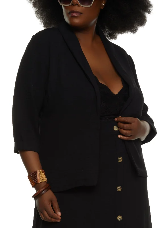 Plus Size Airy Quarter Sleeve Blazer