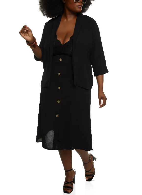 Plus Size Airy Quarter Sleeve Blazer