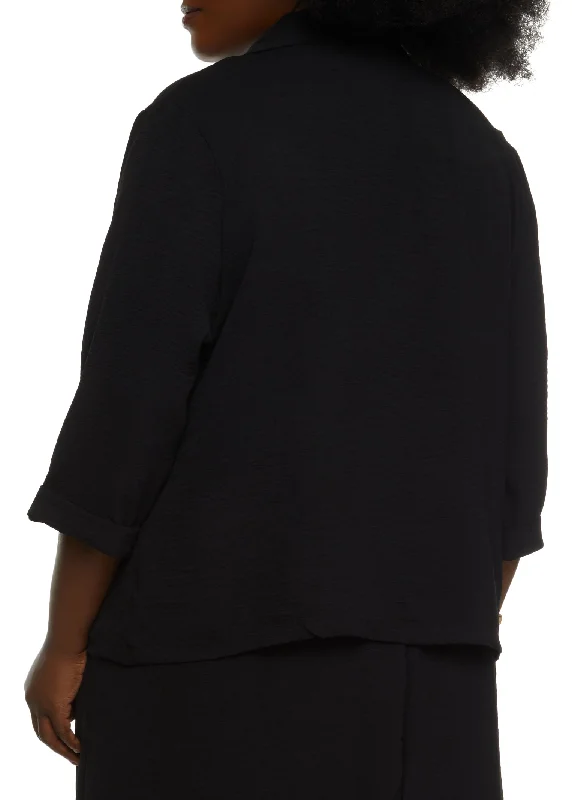 Plus Size Airy Quarter Sleeve Blazer