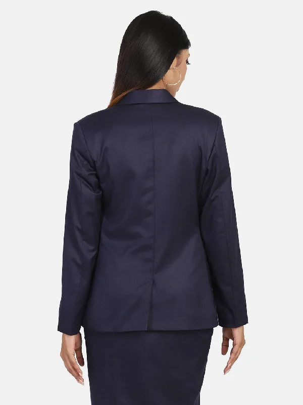 Poly Cotton Blazer - Blue