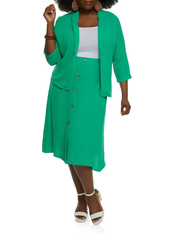 Plus Size Airy Quarter Sleeve Blazer