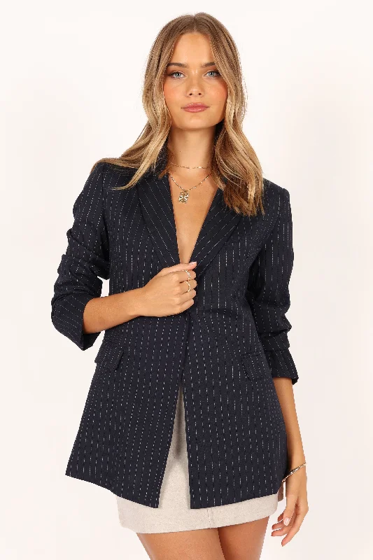 Laura Pinstripe Blazer - Navy/White