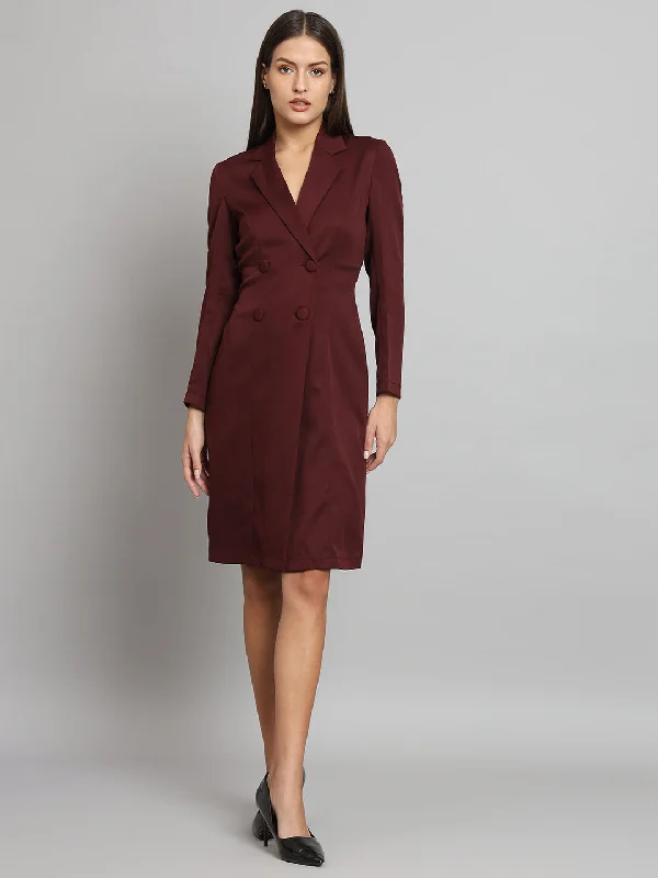 Stretch Blazer Dress- Maroon