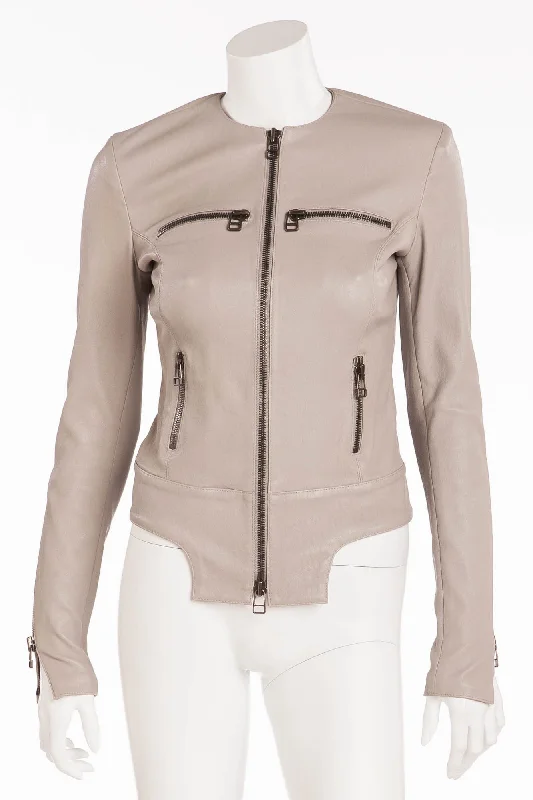 Thomas Wylde - Light Beige Long Sleeve Leather Jacket - IT 40