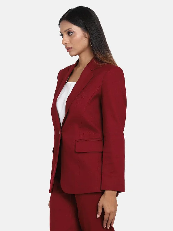 Cotton Blazer - Wine Red