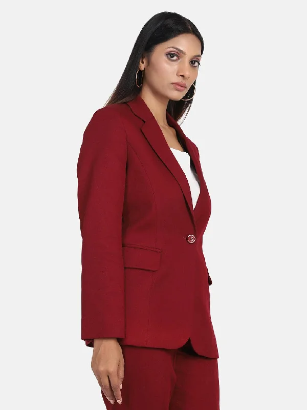 Cotton Blazer - Wine Red