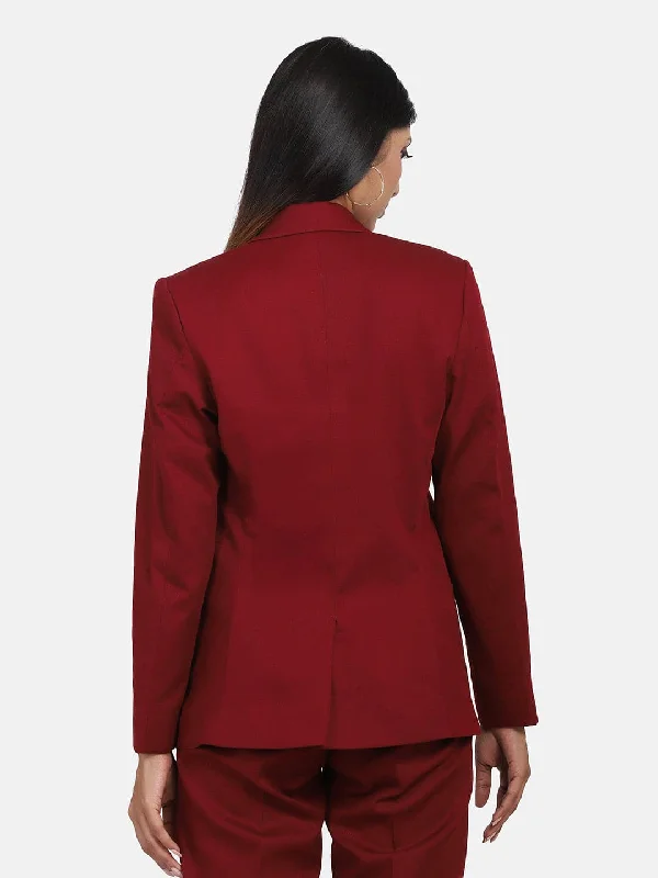 Cotton Blazer - Wine Red