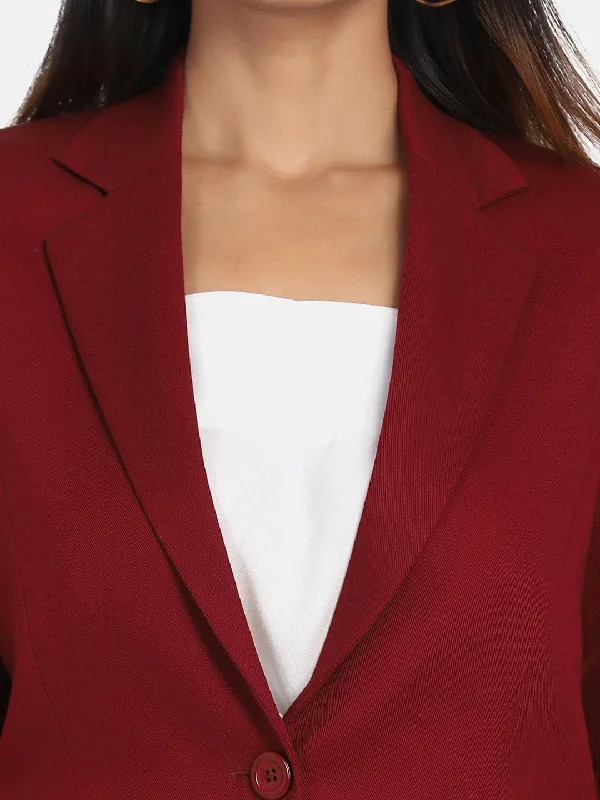 Cotton Blazer - Wine Red