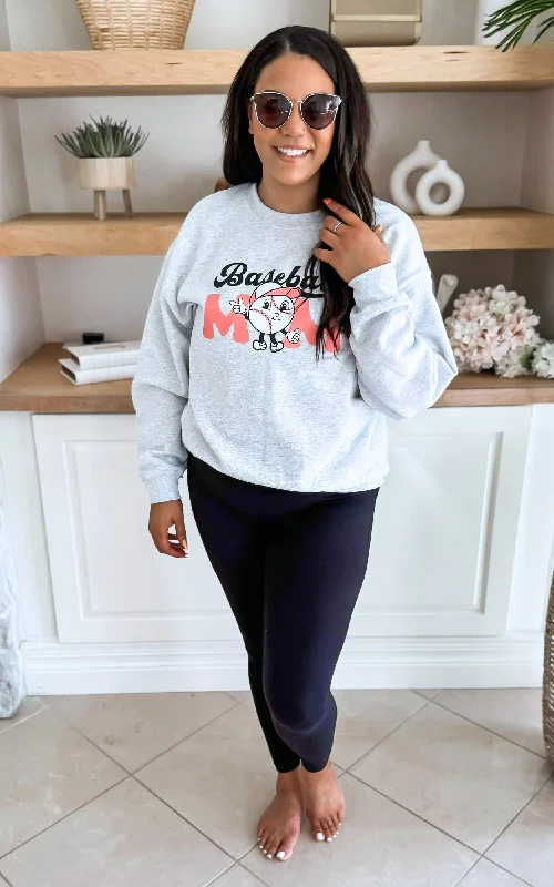 Baseball Mom Graphic Crewneck Sweatshirt