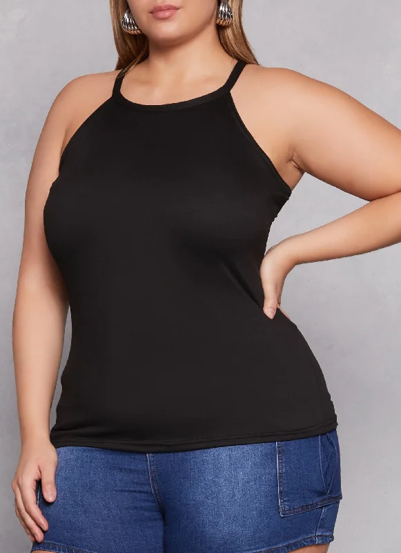 Plus Size Basic High Neck Cami