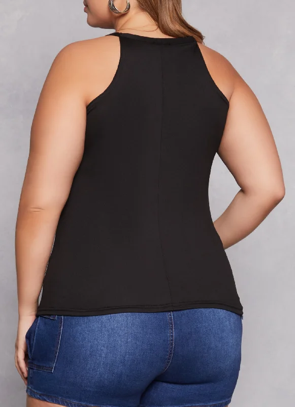 Plus Size Basic High Neck Cami