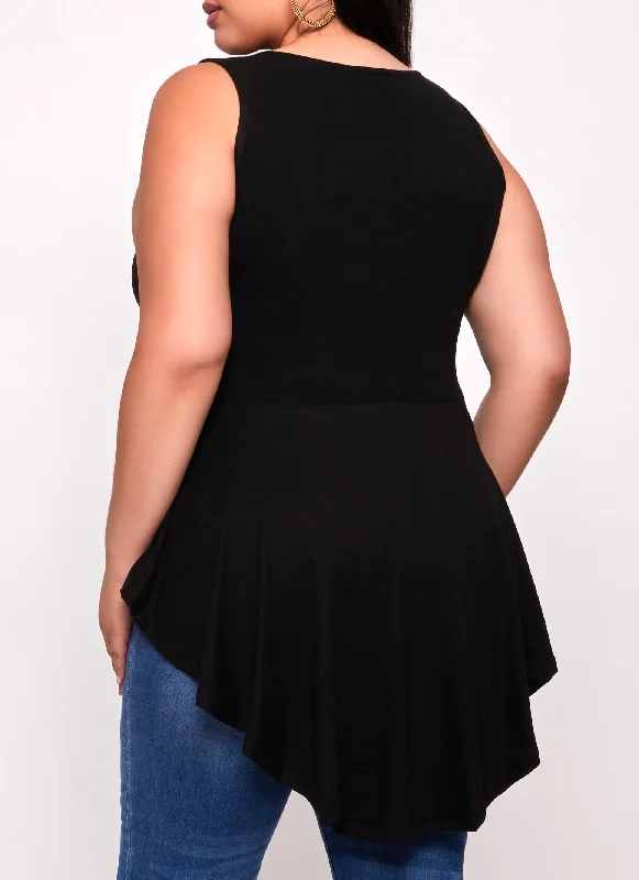 Plus Size Chain Detail Peplum Tunic Tank Top