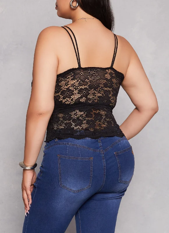 Plus Size Scalloped Lace Plunge Cami