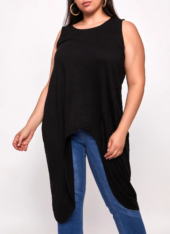 Plus Size Tulip Sharkbite Hem Tank Top