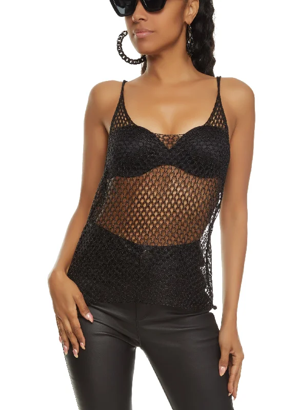 Scoop Neck Fishnet Tank Top