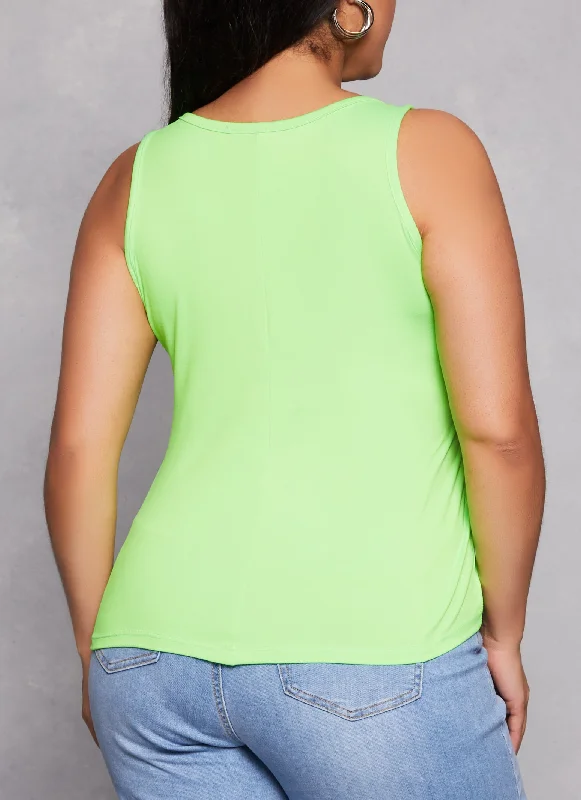 Plus Size Basic Notch Neck Tank Top