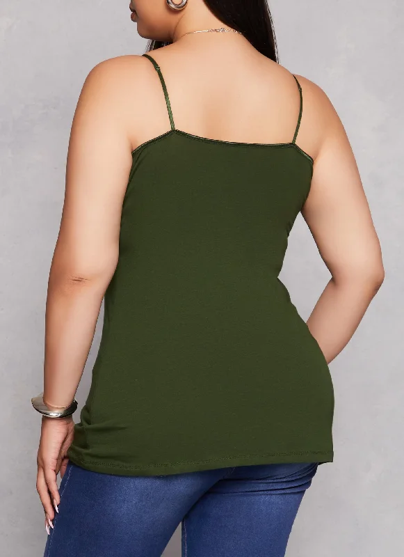 Plus Size Solid Scoop Neck Cami