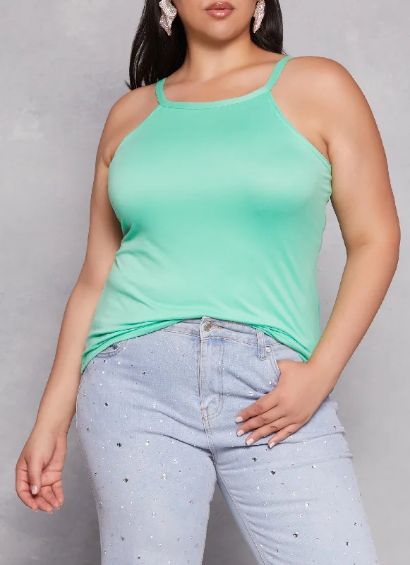 Plus Size Basic High Neck Cami